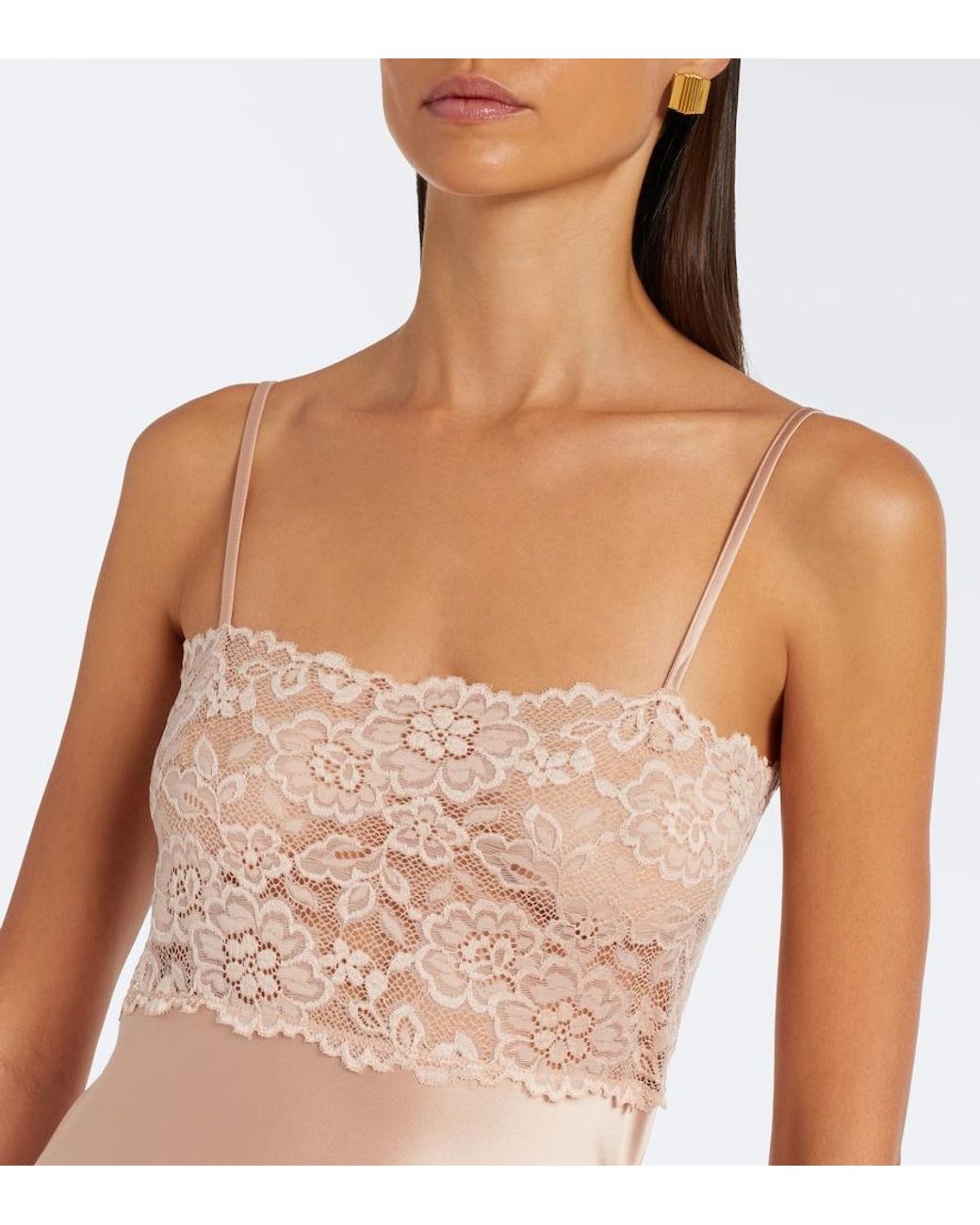 AYA MUSE White Myra Lace And Satin Gown