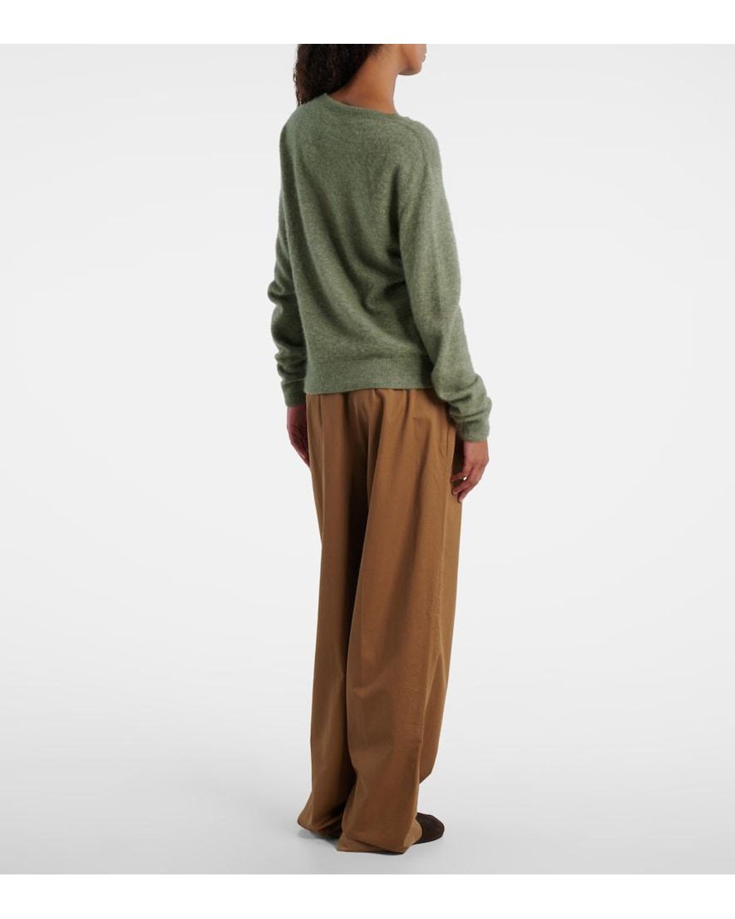 The Row Green Lorynna Cashmere Silk Sweater