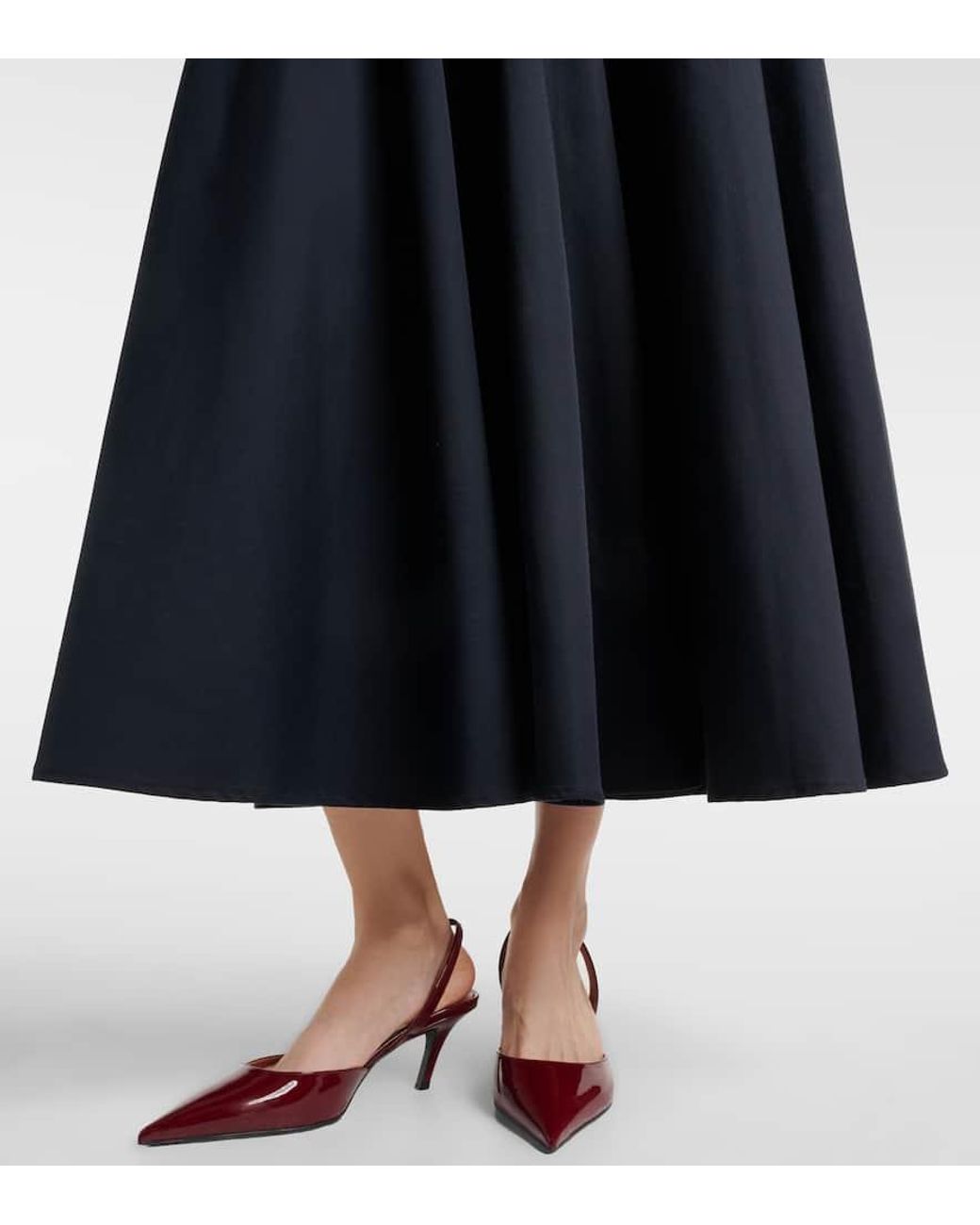 Falda Midi De Algodon Plisada Patou de color Blue