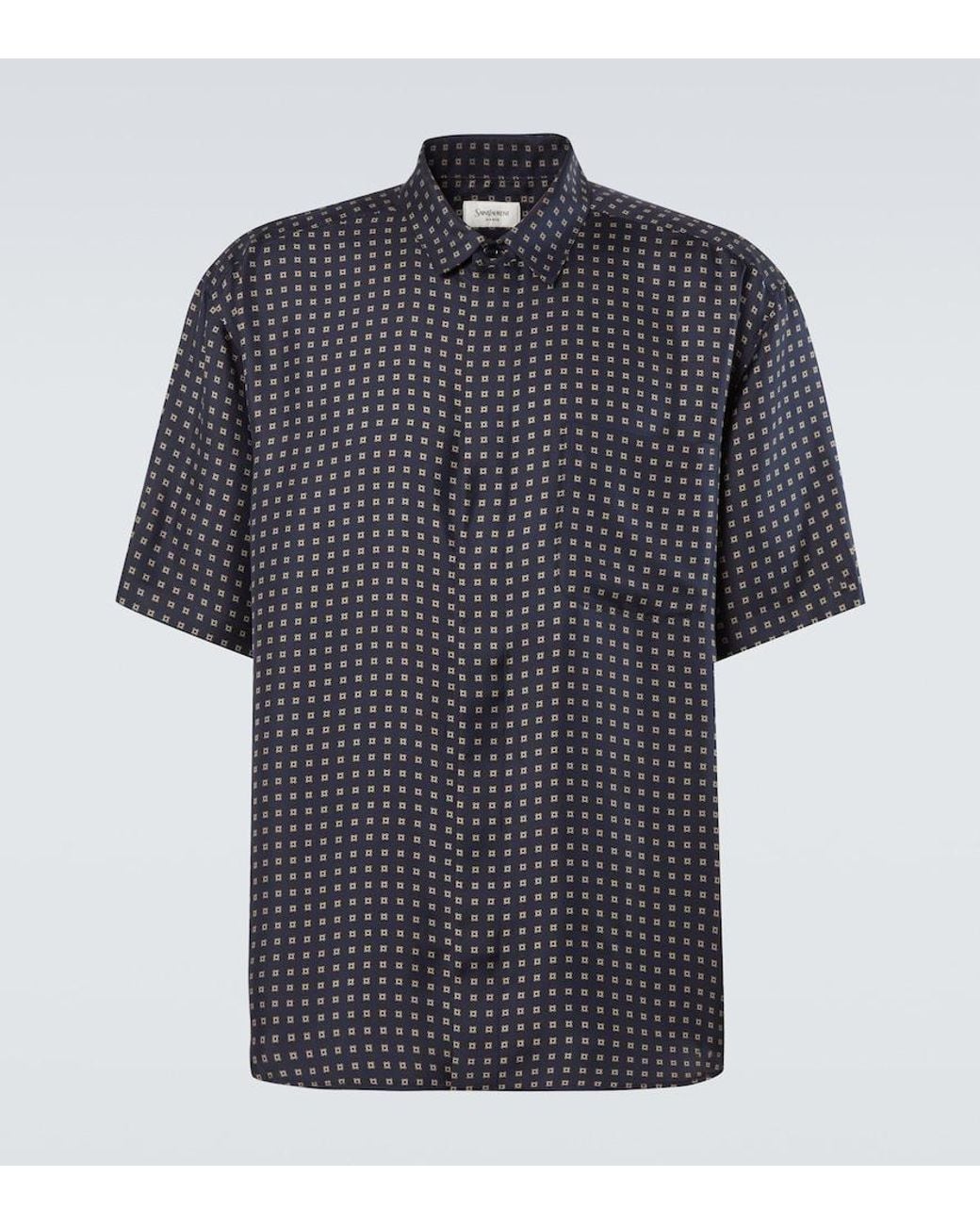 Saint Laurent Blue Printed Silk Shirt for men