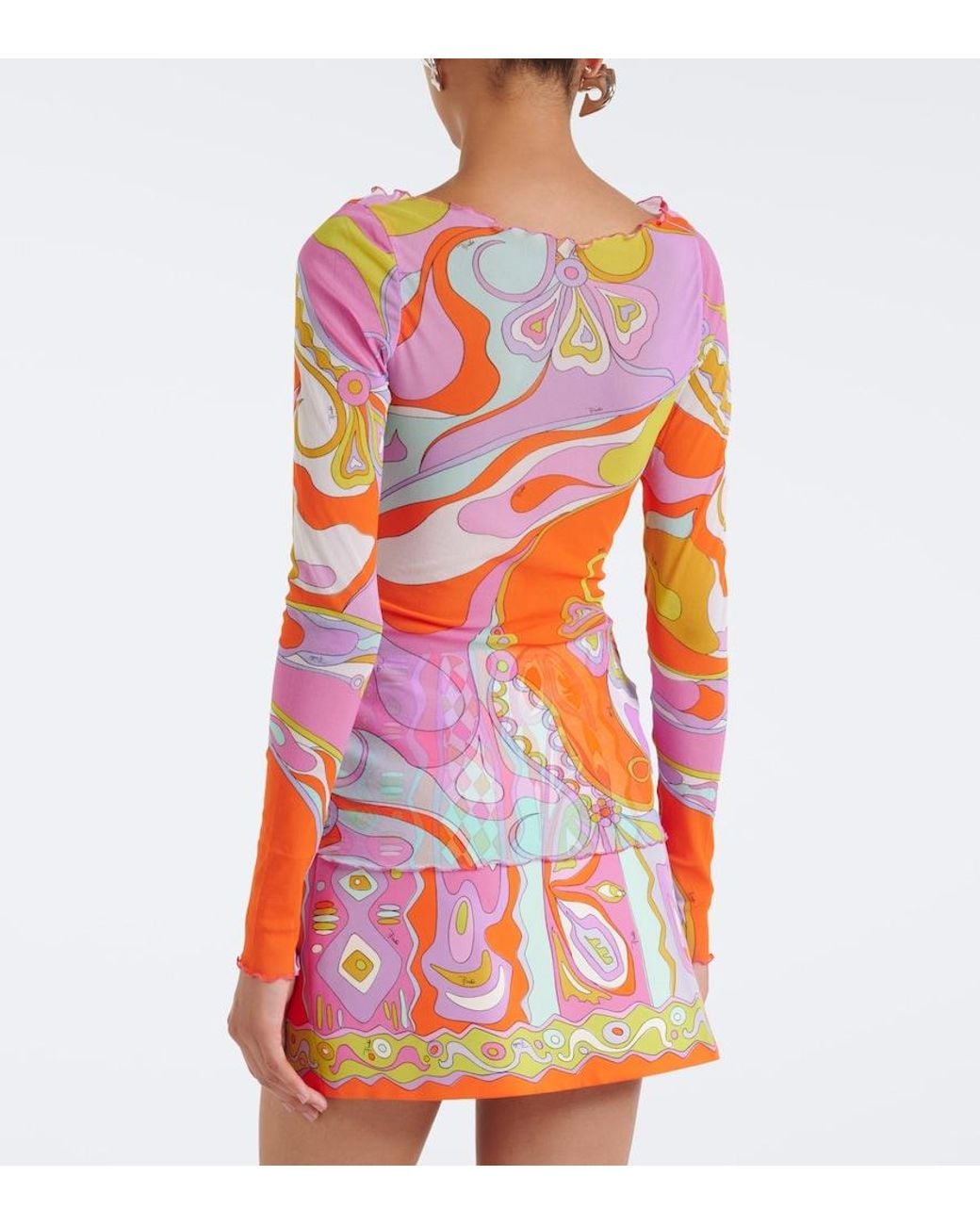 Emilio Pucci Pink Orchidee Sheer Tulle Top