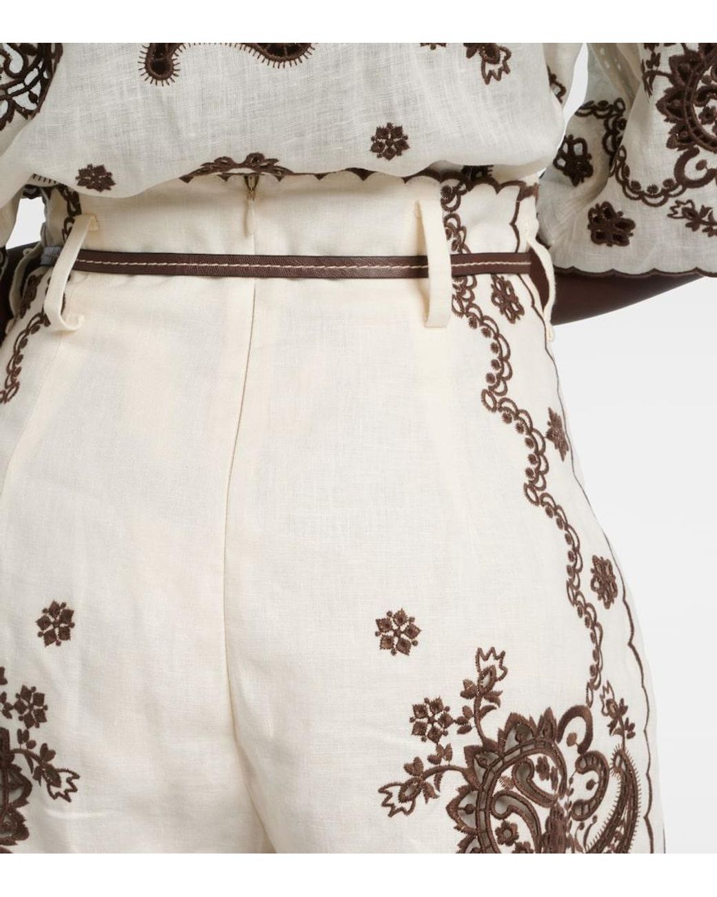 Zimmermann Multicolor Linen Shorts With Decorative Embroidery