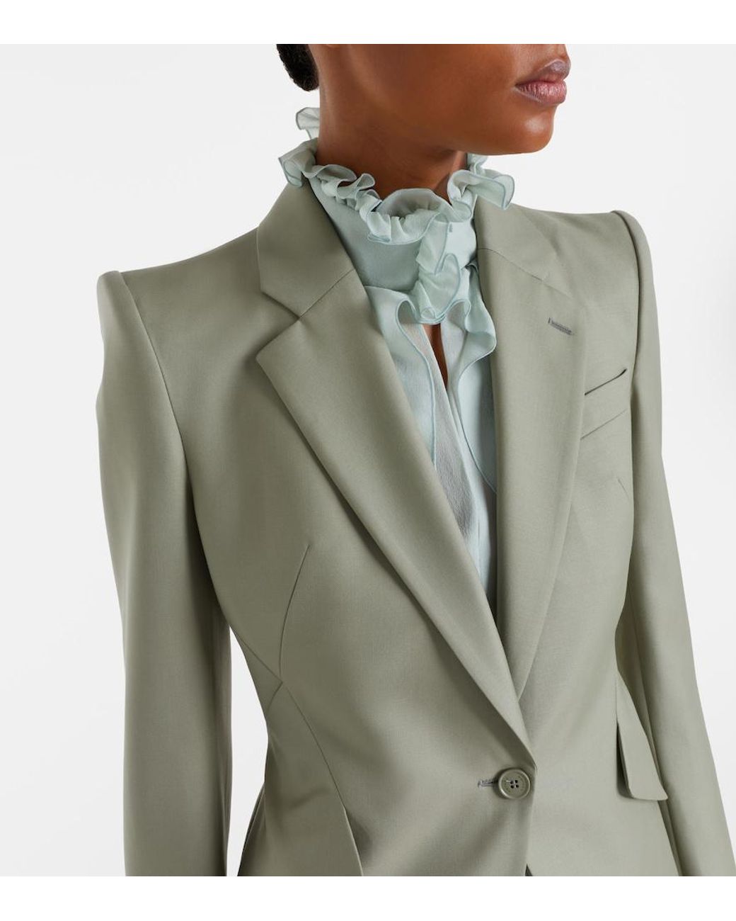 McQueen Green Wool Blazer