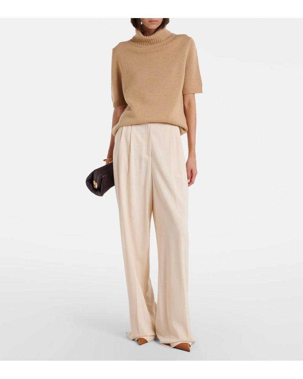 Jardin Des Orangers Natural Turtleneck Wool And Cashmere Sweater