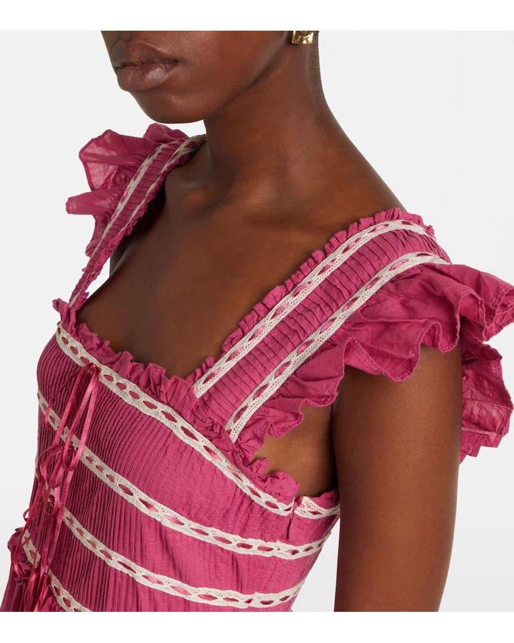 Rixo Chandra Tiered Cotton Midi Dress