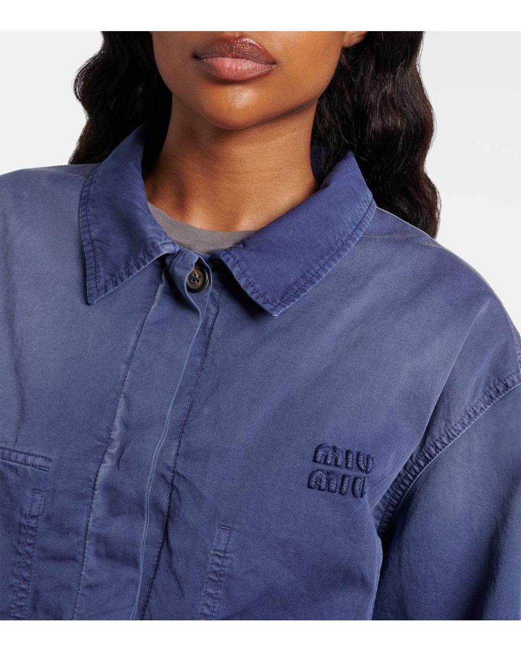 Miu Miu Blue Cotton Twill Blouson Jacket