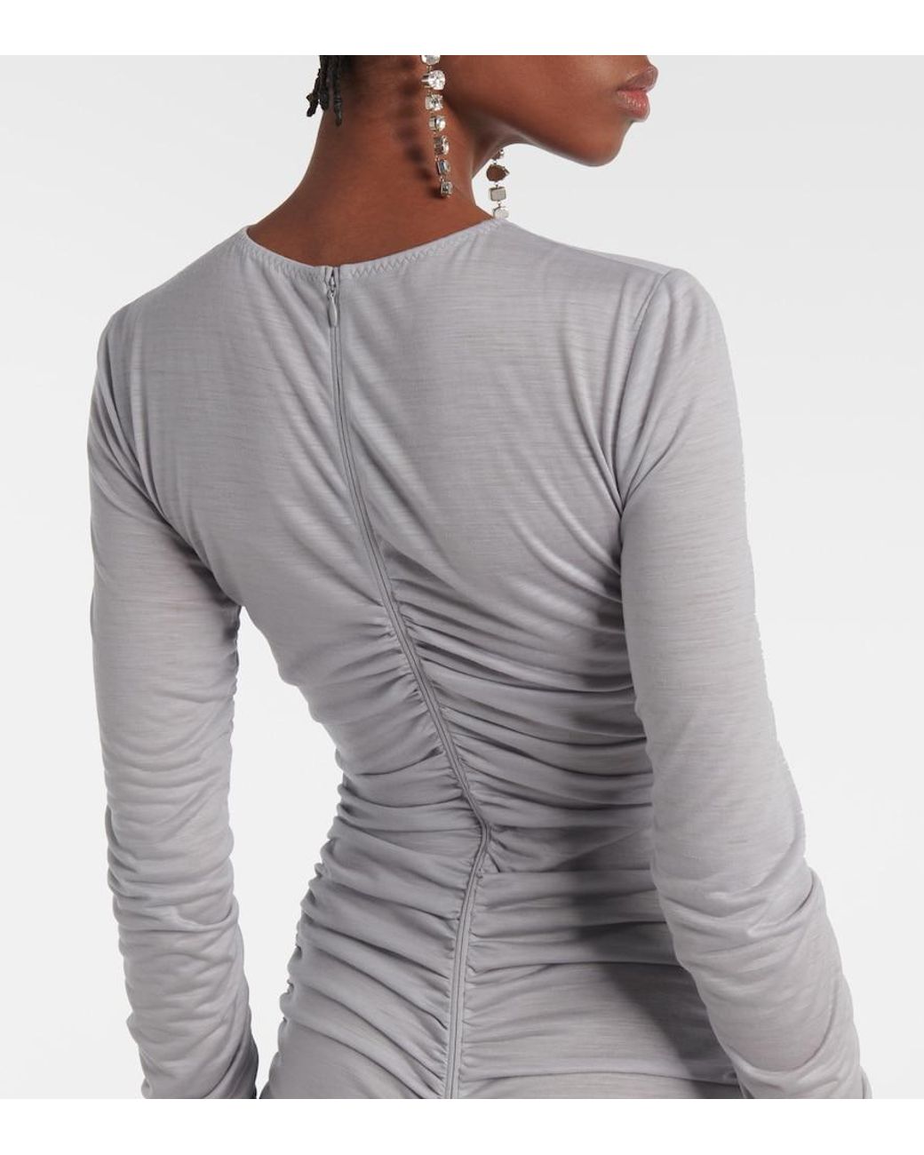 Dolce & Gabbana Gray Wool Midi Dress