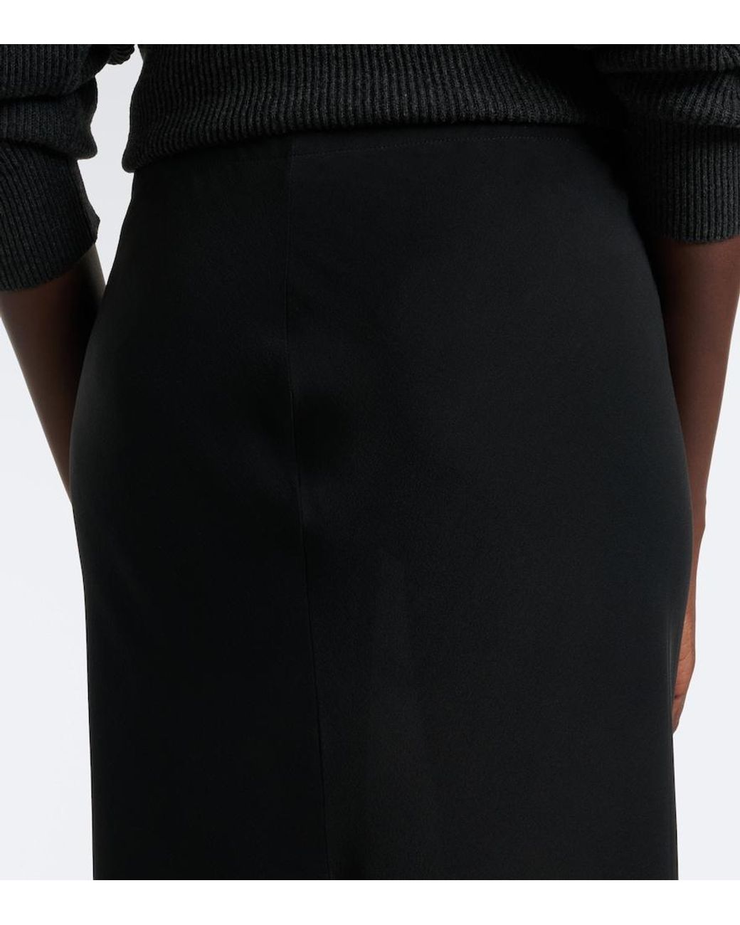 The Row Black Bakura Silk Crepe De Chine Midi Skirt