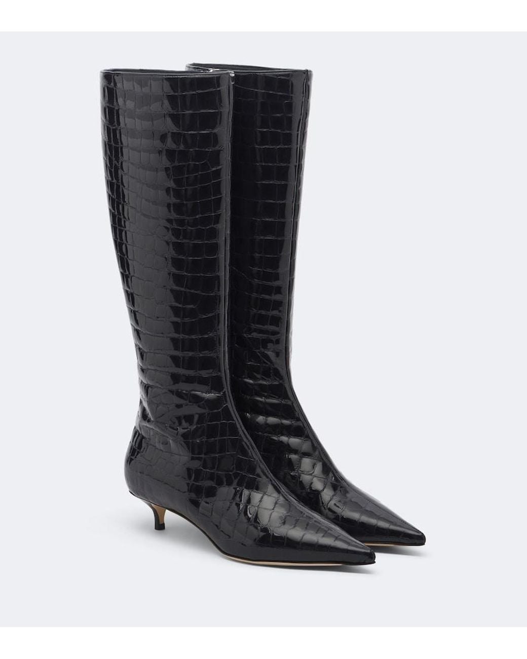 Jimmy Choo Black Amis Croc-Effect Leather Knee-High Boots