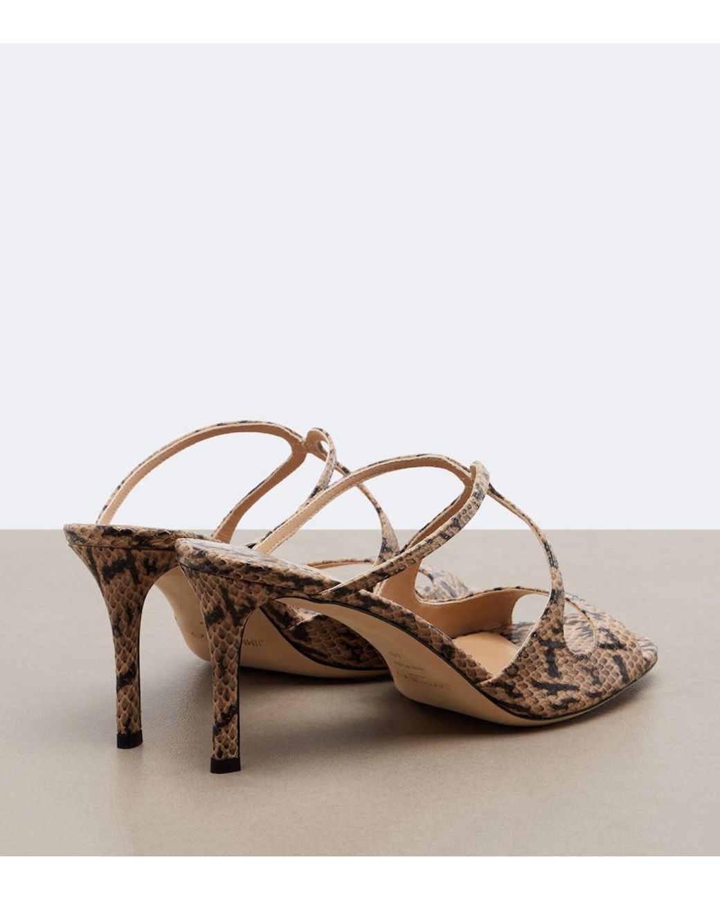 Jimmy Choo Brown Anise Snake-Effect Leather Mules