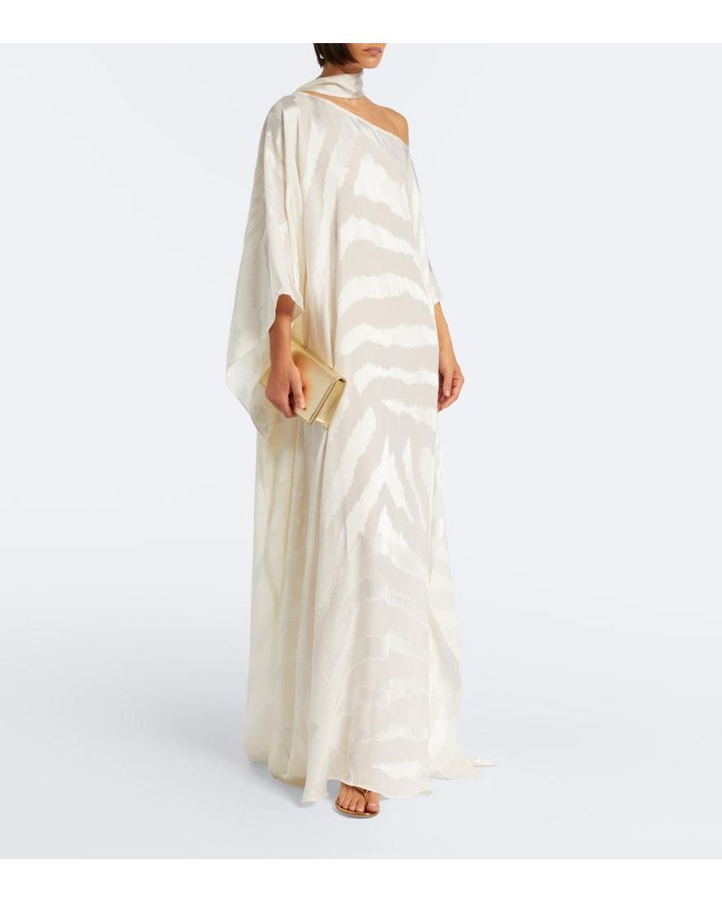 Taller Marmo White Streep Scarf-Detail Fil Coupe Kaftan