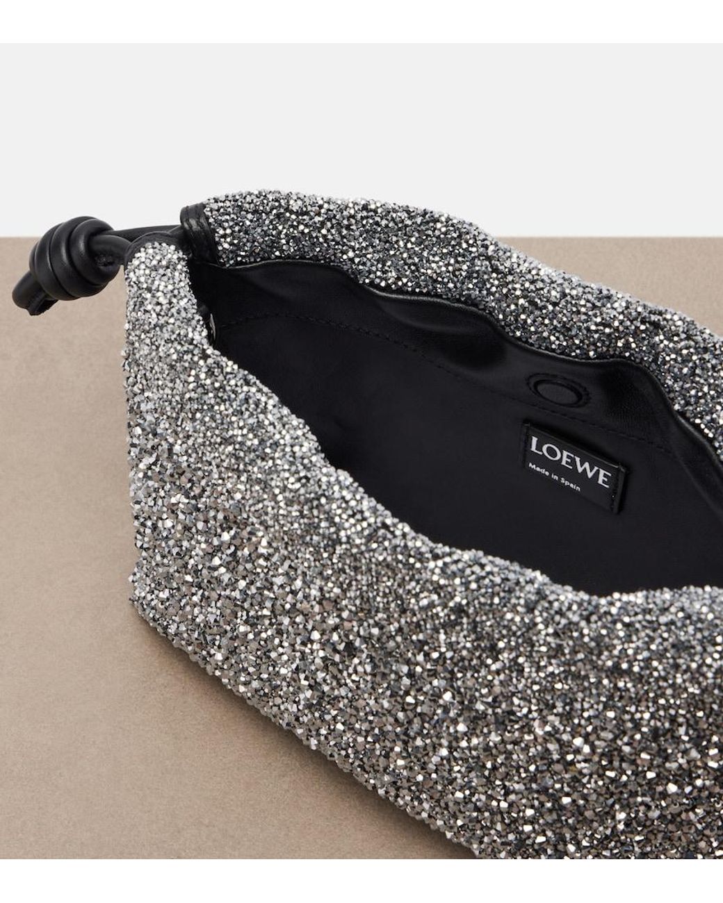 Loewe Gray Flamenco Mini Beaded Clutch