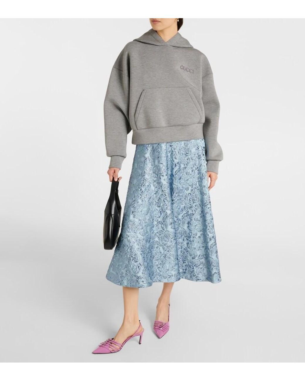 Gucci Gray Logo Jersey Hoodie