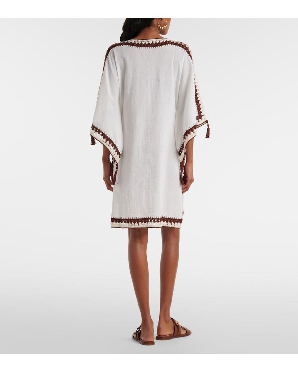 Anna Kosturova White Crochet Cotton Kaftan
