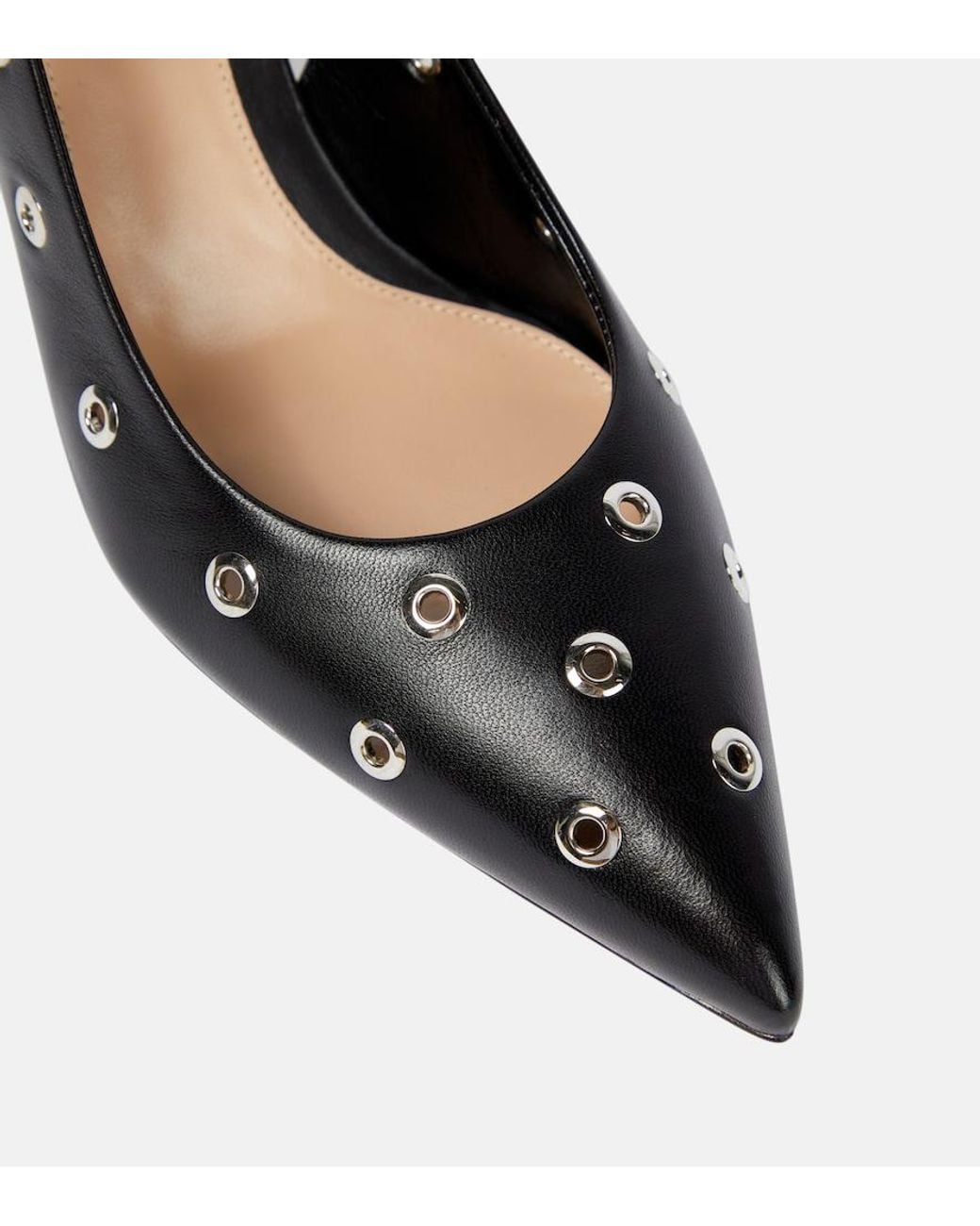 Gianvito Rossi Black Lydia Studded Leather Slingback Pumps