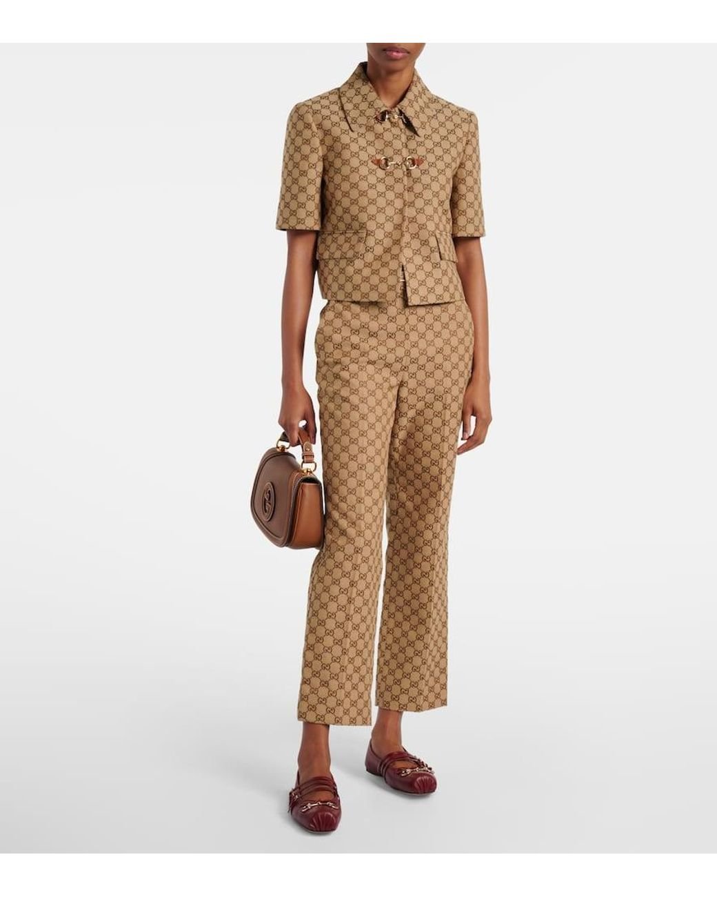 Gucci Brown Horsebit Gg Canvas Jacket