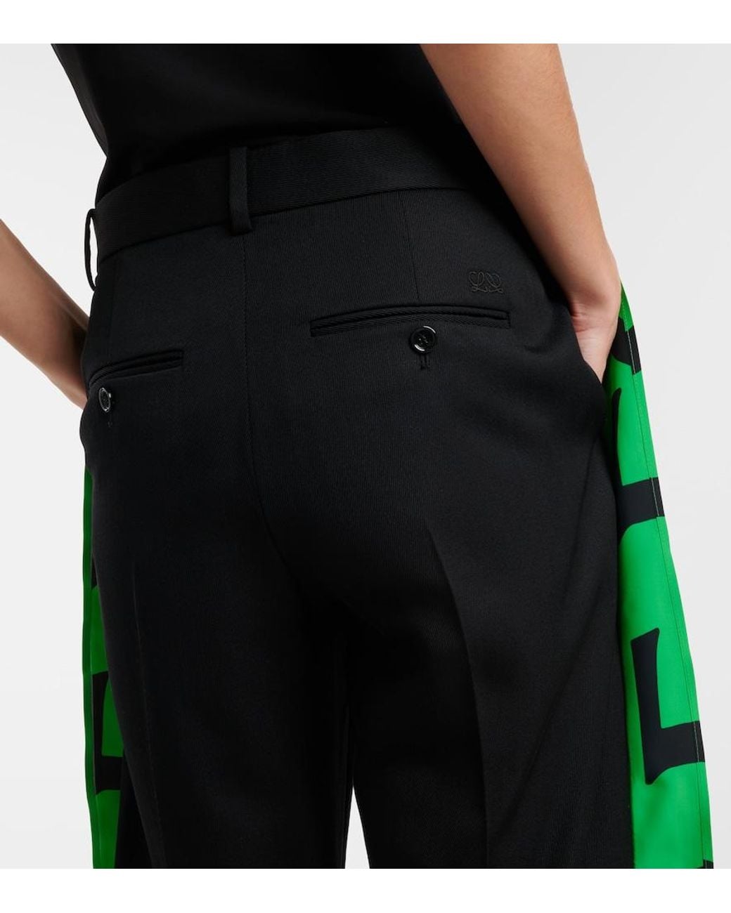 Loewe Black Wool Wide-Leg Pants