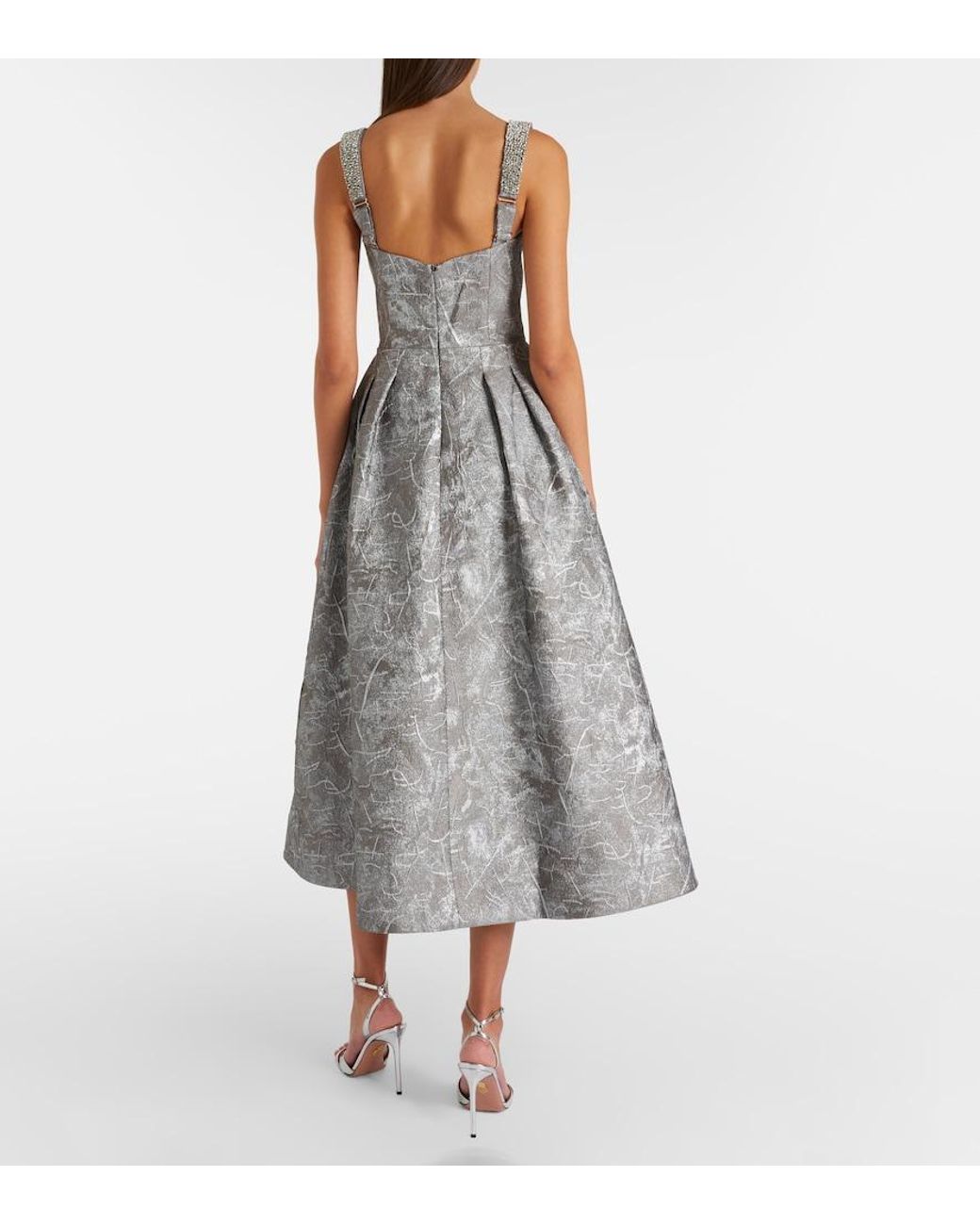 Rebecca Vallance Gray Sterling Metallic-Effect Jacquard Cocktail Dress