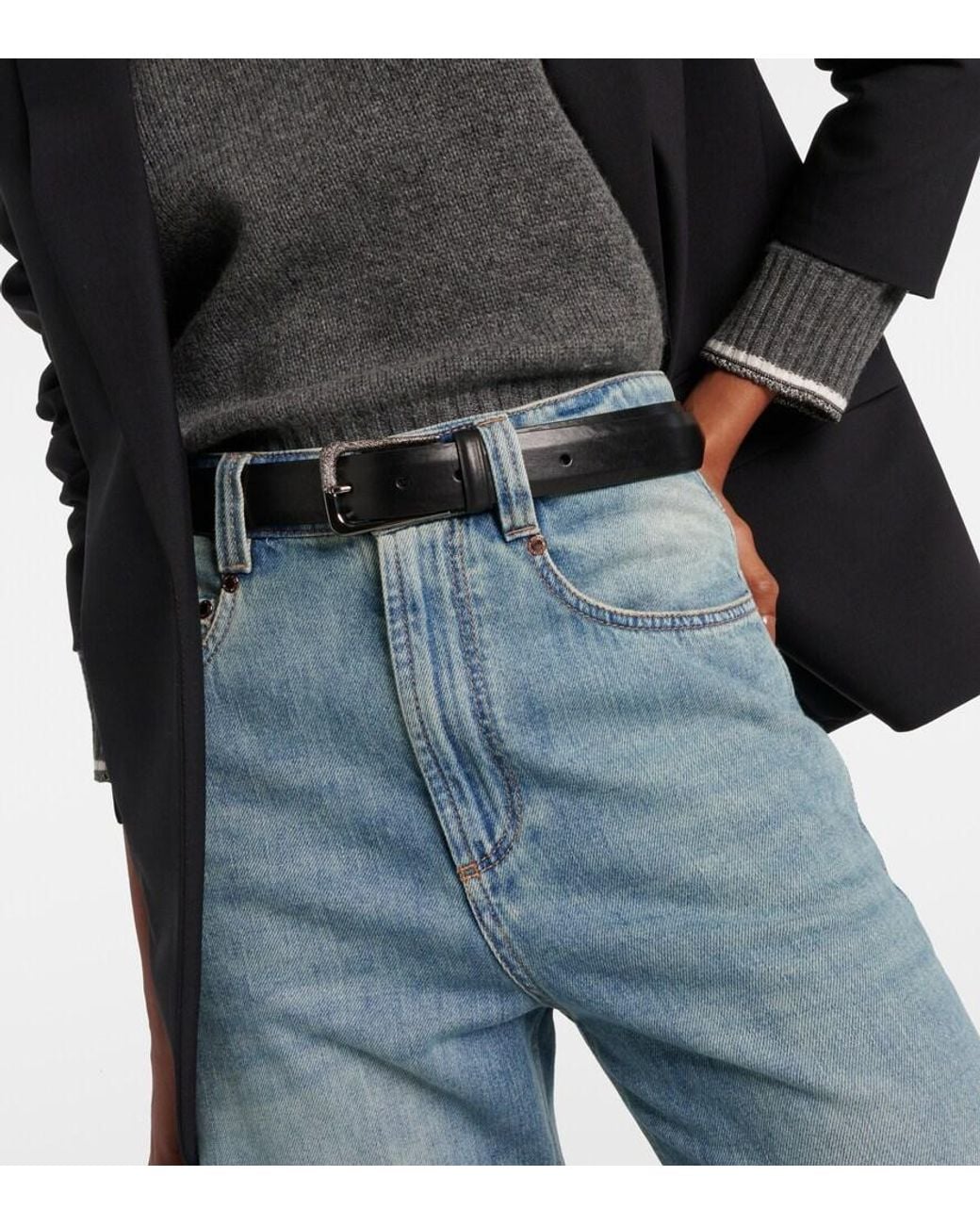 Brunello Cucinelli Black Leather Belt