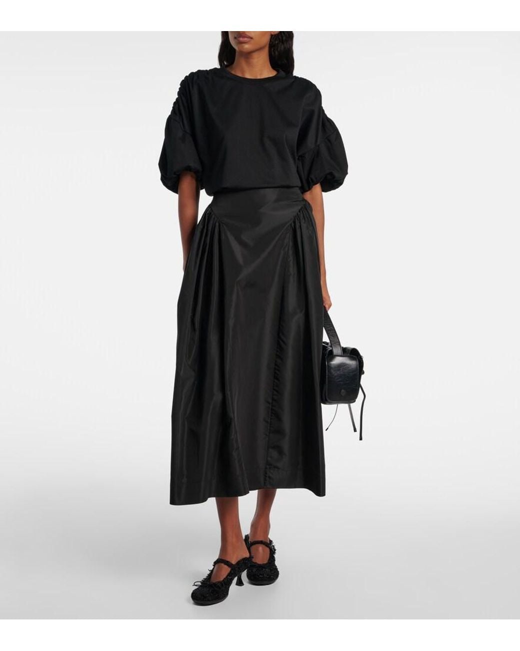 Noir Kei Ninomiya Black Gathered Cotton Jersey T-Shirt