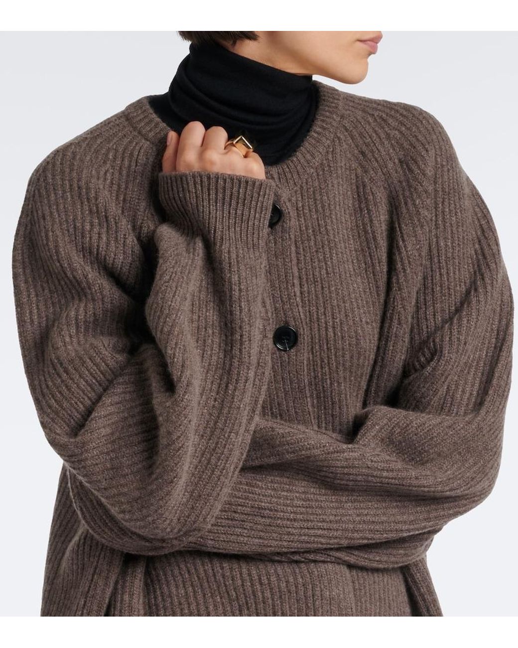 Nour Hammour Brown Laurel Oversized Cashmere And Wool Cardigan