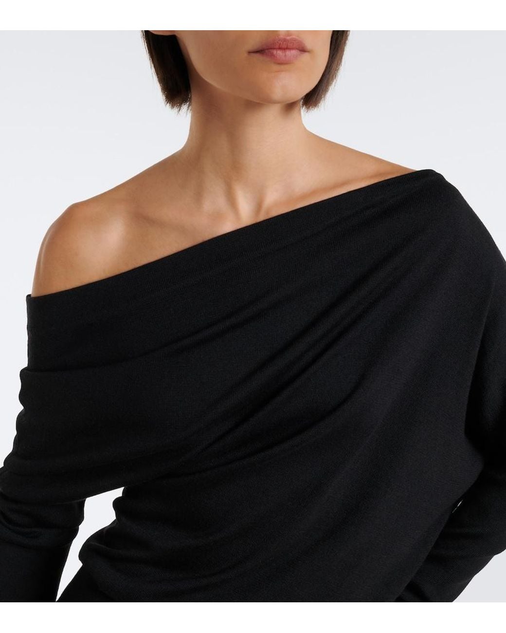 Tom Ford Black Off-Shoulder Wool And Silk Sweater