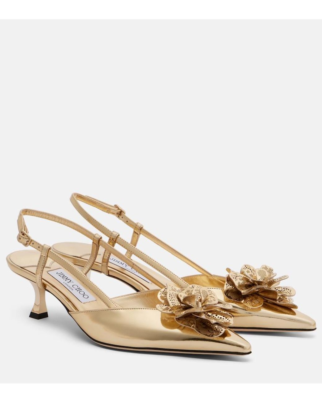 Jimmy Choo Metallic Mimmi 50 Leather Slingback Pumps