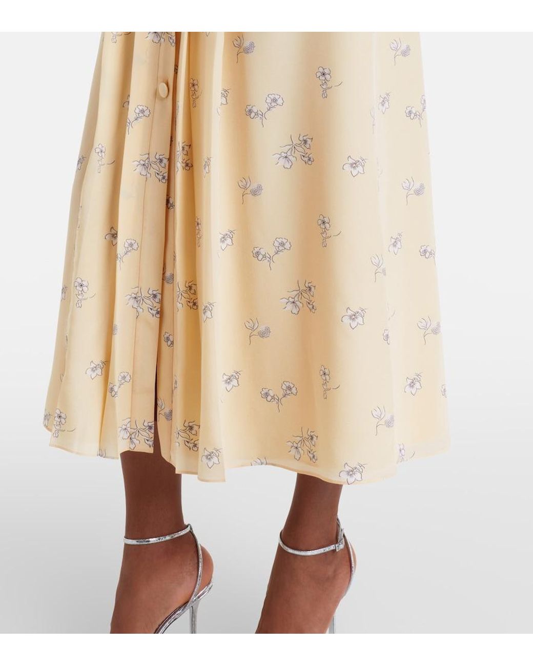 Alessandra Rich Metallic Lace-Trimmed Floral Silk Shirt Dress