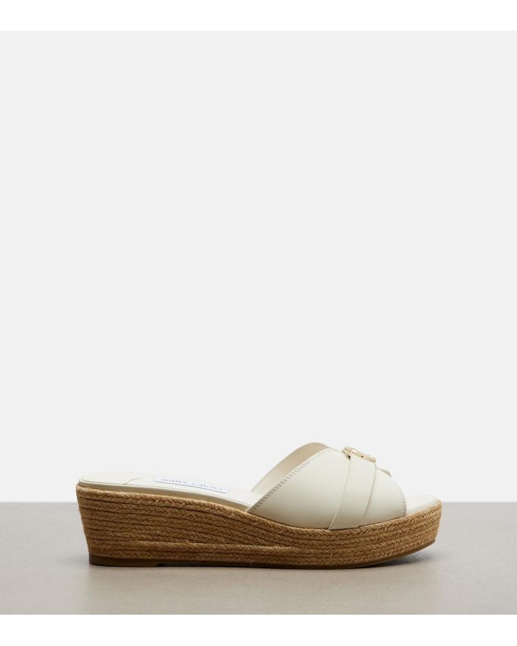 Jimmy Choo White Leda Wedge Espadrilles