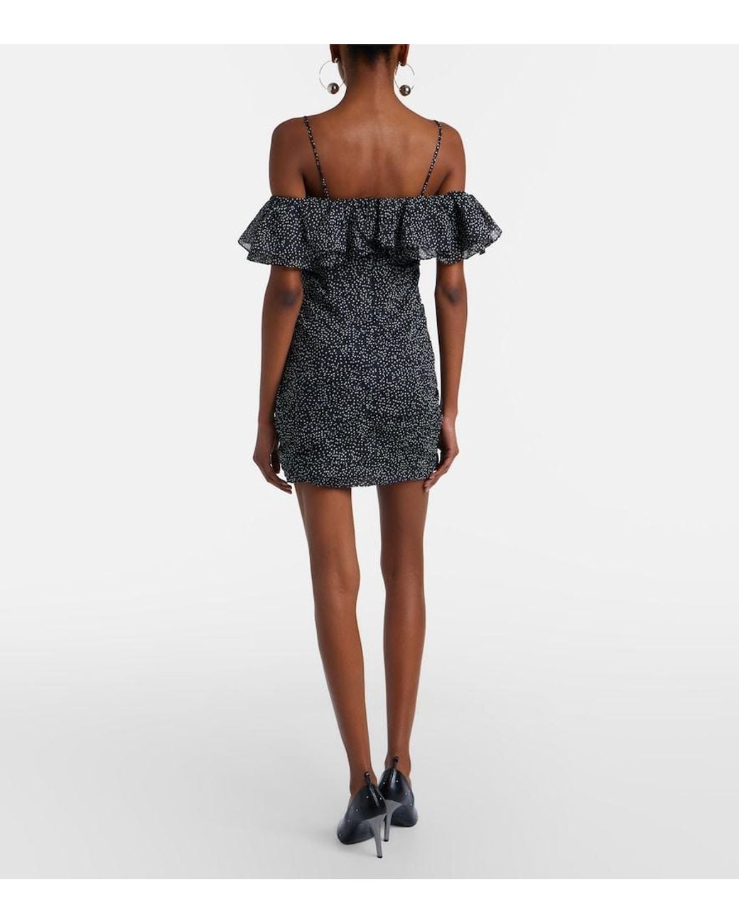 Isabel Marant Black Davilia Draped Polka-Dot Cotton Minidress