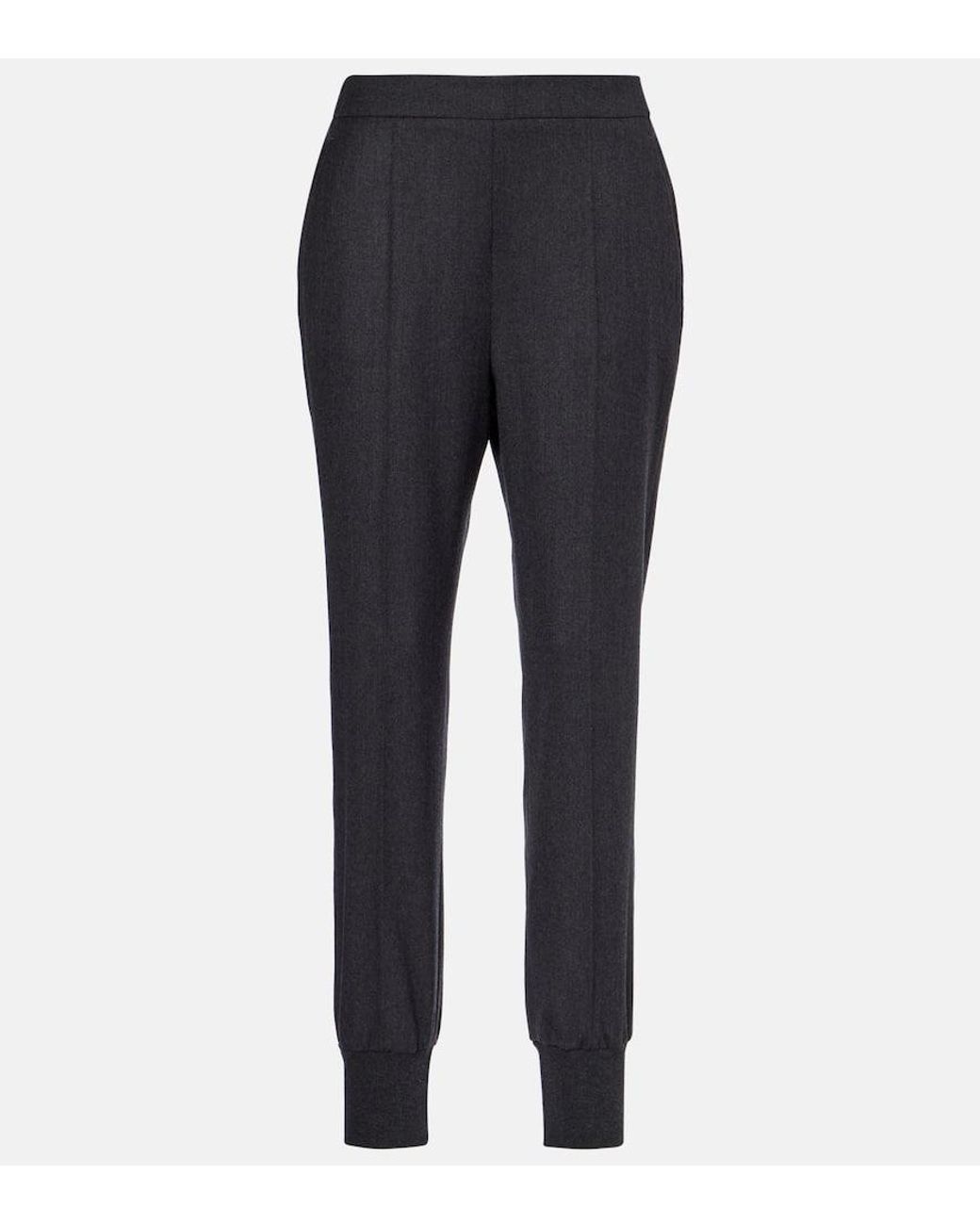 Stella McCartney Mid-Rise Wool Tapered Sweatpants in Blue