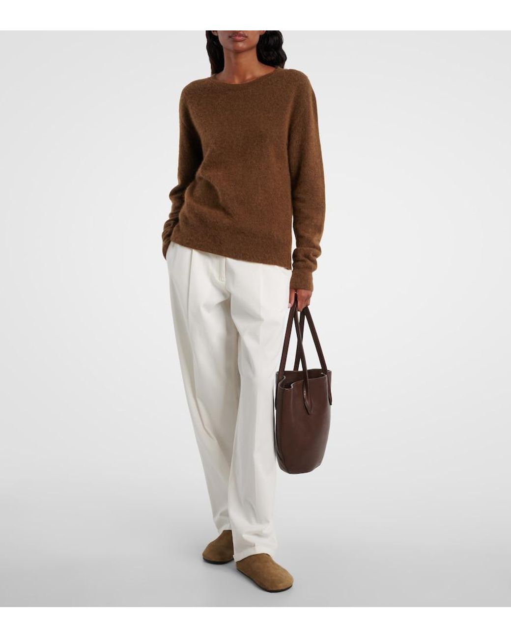 The Row Brown Alger Leather Tote Bag