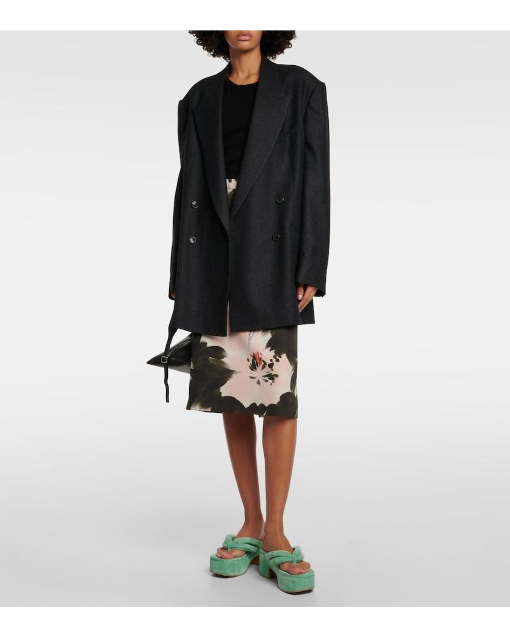 Dries Van Noten Green Suede Platform Thong Sandals