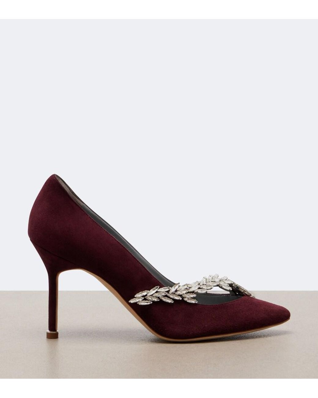 Balenciaga Red X Manolo Blahnik Embellished Suede Pumps