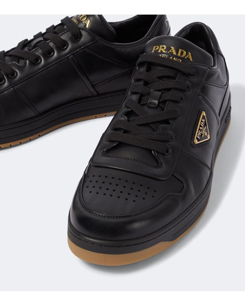 Prada Black Downtown Leather Sneakers for men