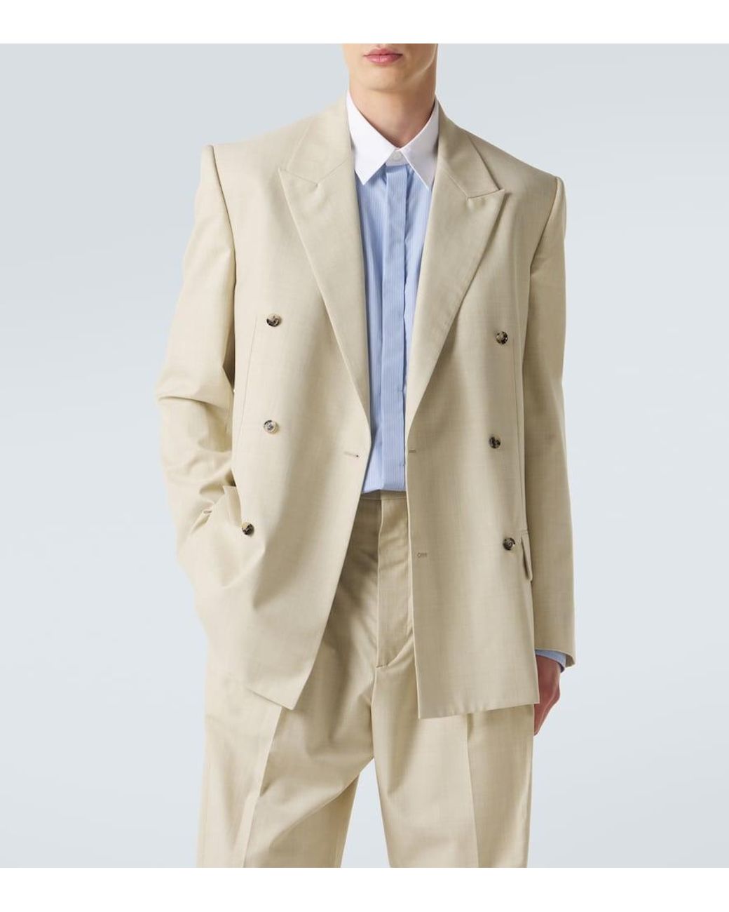 Bottega Veneta Natural Wool And Cotton Gabardine Suit Jacket for men