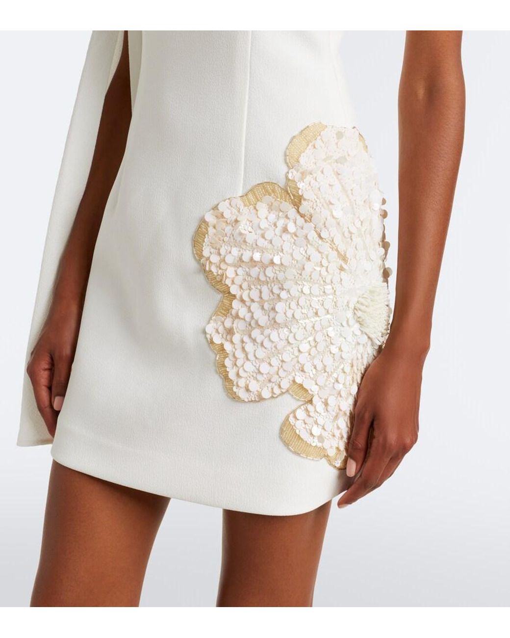 Rebecca Vallance White Sequined One-Shoulder Minidress
