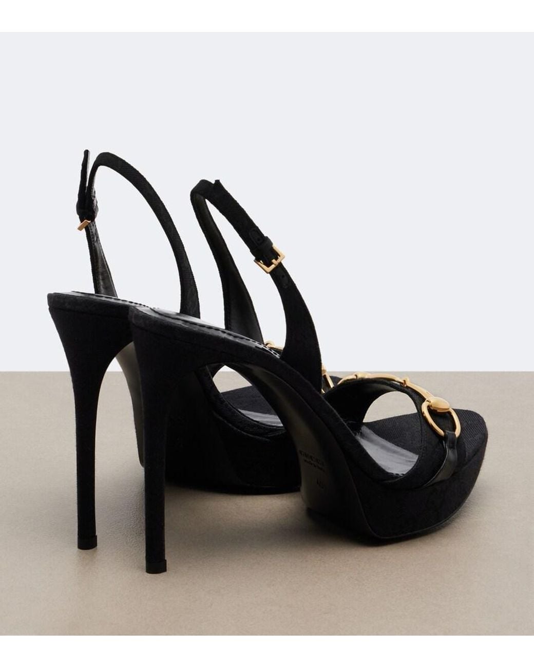Gucci Black Donna Horsebit Slingback Sandals