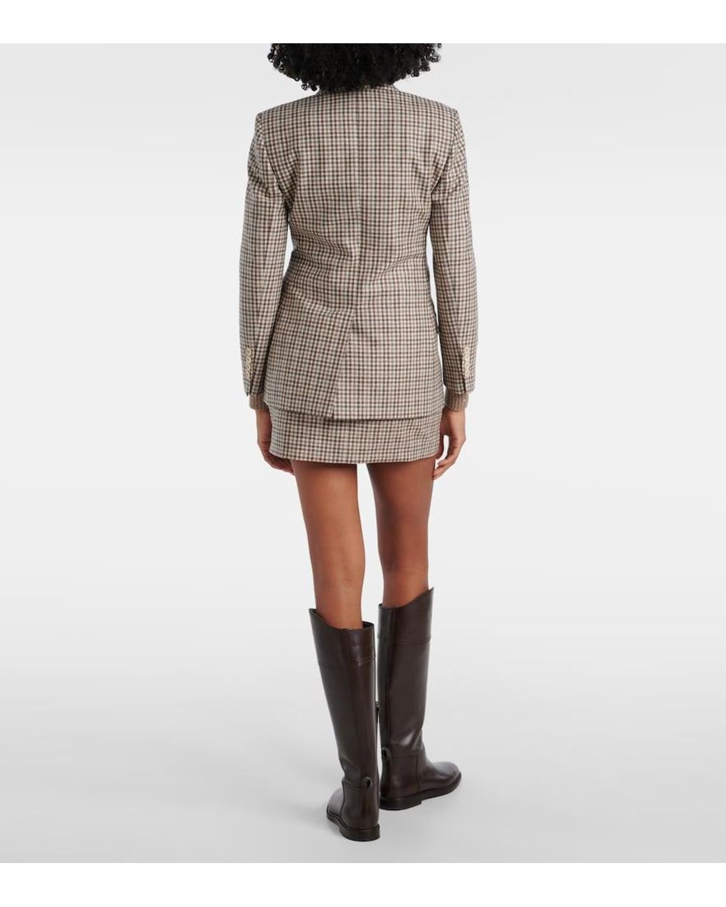 Brunello Cucinelli Brown Checked Virgin Wool Blazer