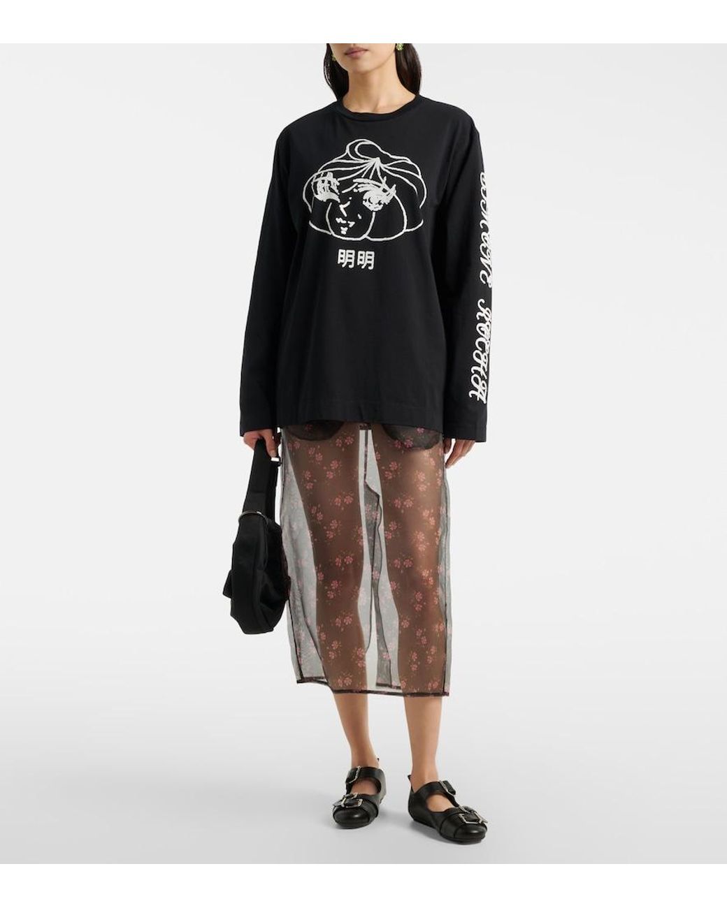 Simone Rocha Gray Floral Midi Skirt