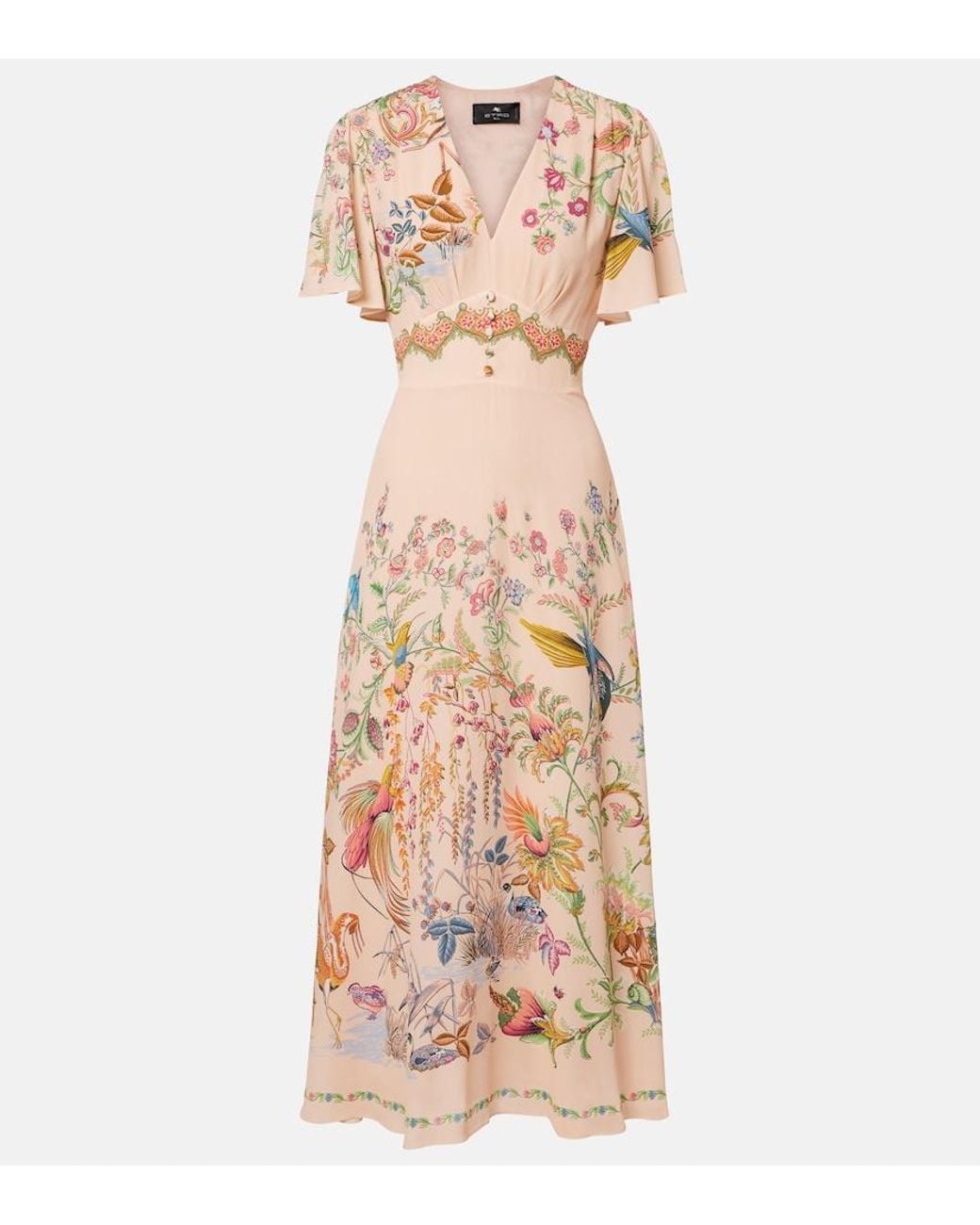 Etro Natural Printed Midi Dress