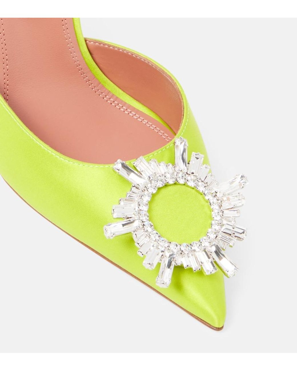 AMINA MUADDI Yellow Begum 95 Satin Slingback Pumps