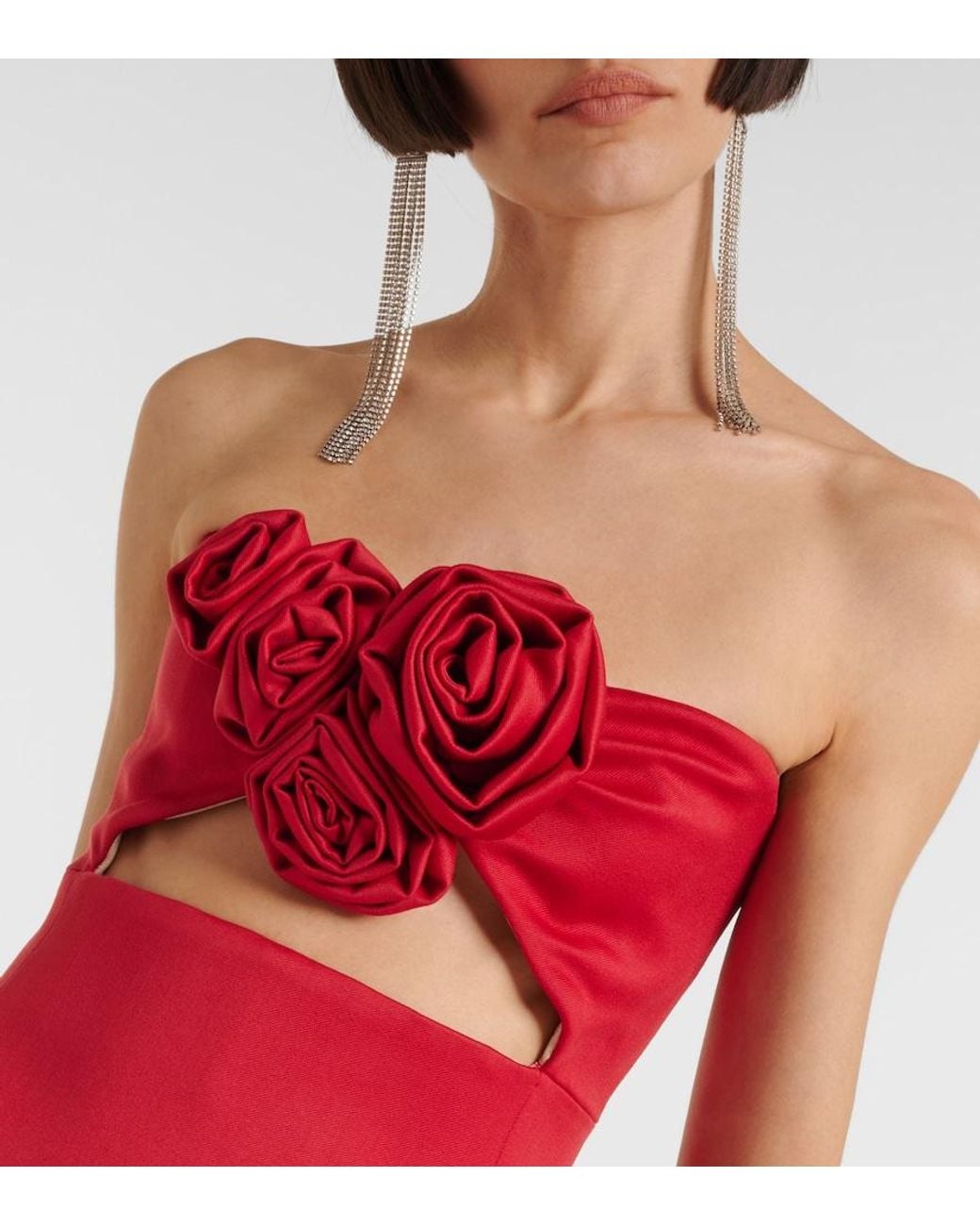 Magda Butrym Red Cutout Wool-Blend Bustier Dress