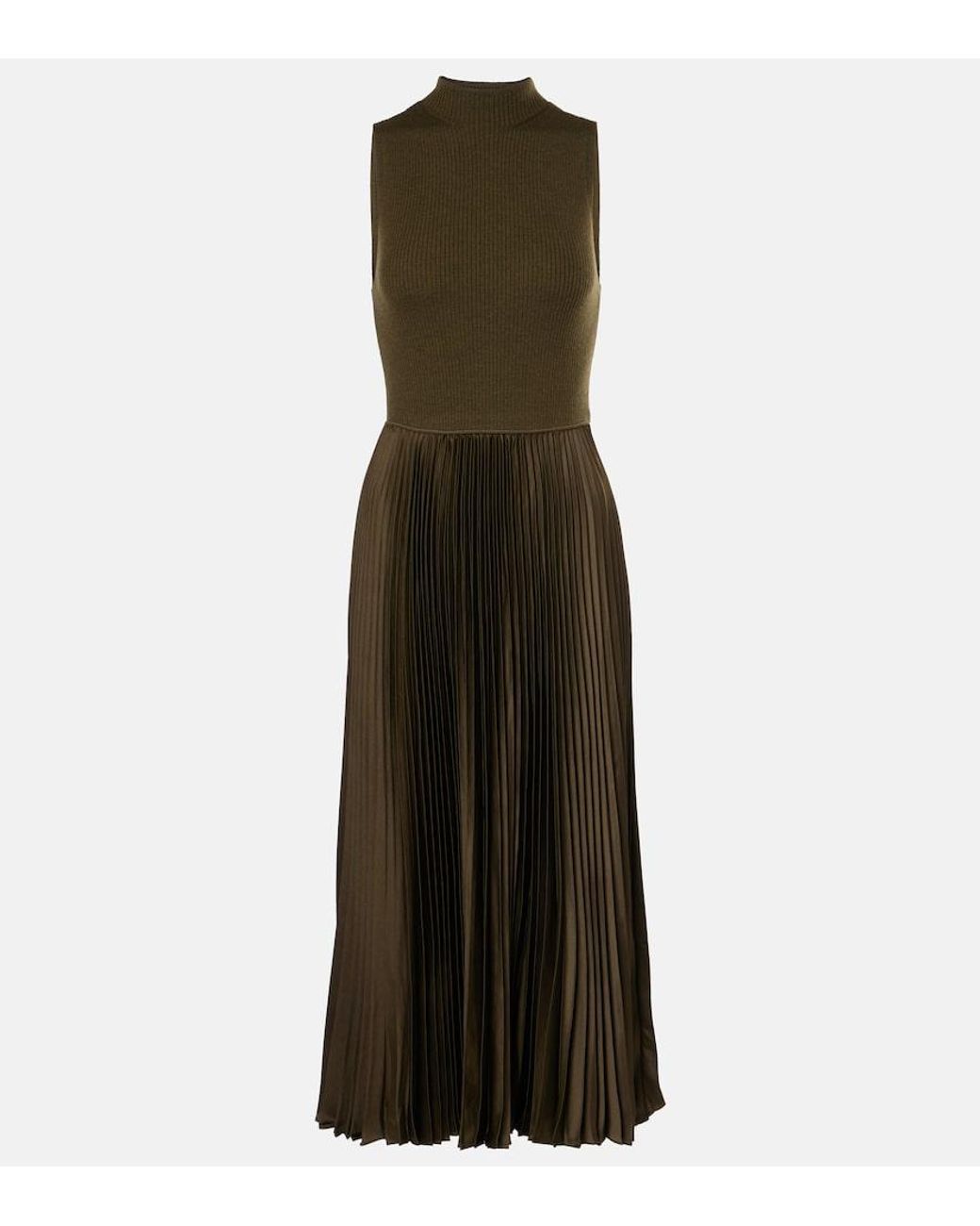 Polo Ralph Lauren Wool-Blend Cocktail Midi Dress in Green | Lyst Australia