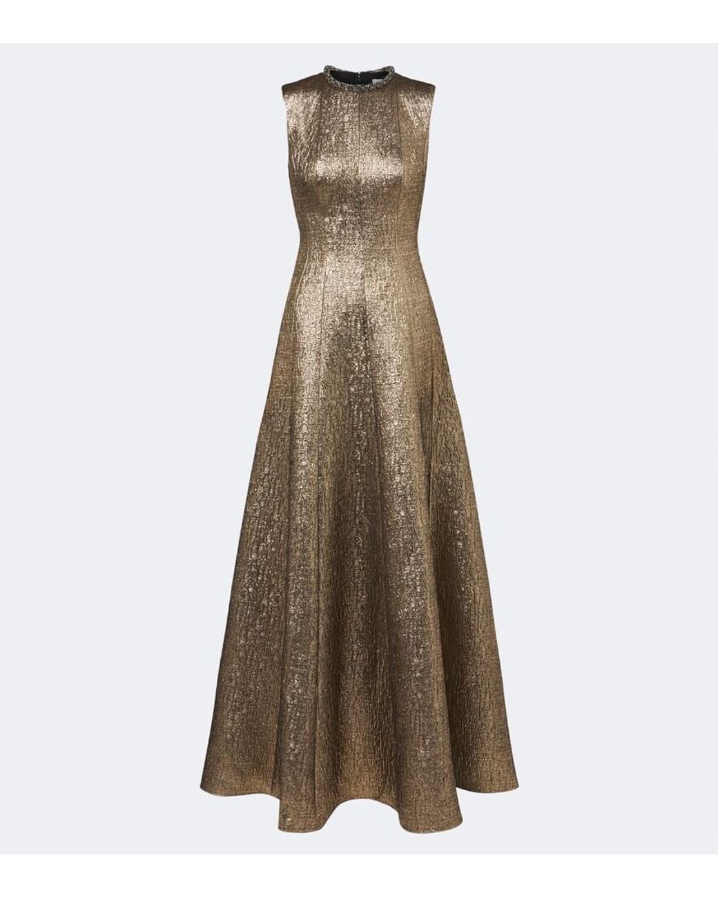 Roland Mouret Natural Embellished Lame Jacquard Gown