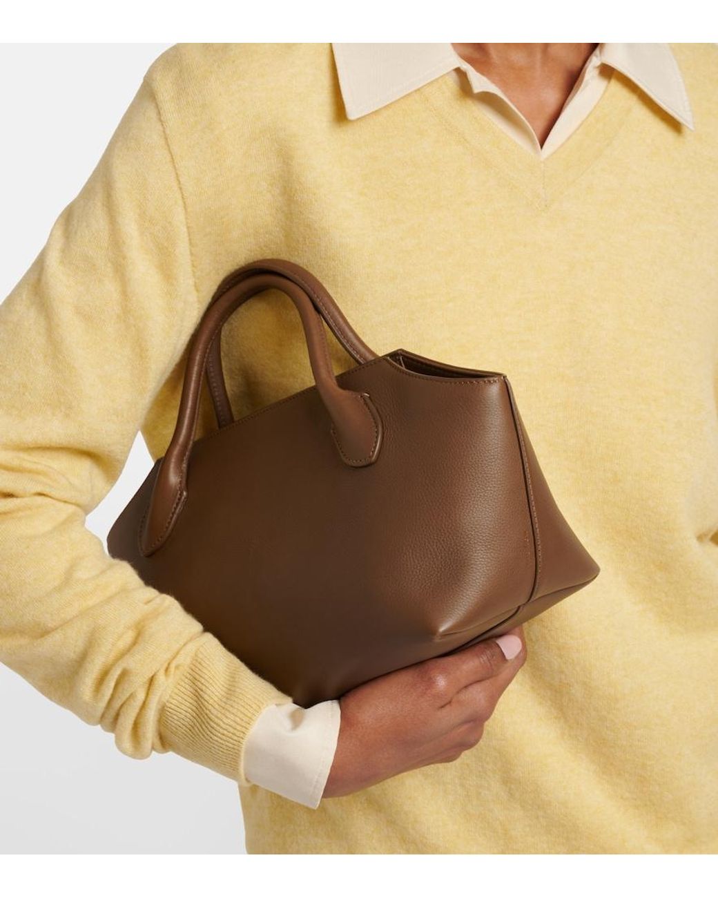 The Row Brown Terrasse Leather Top-Handle Bag