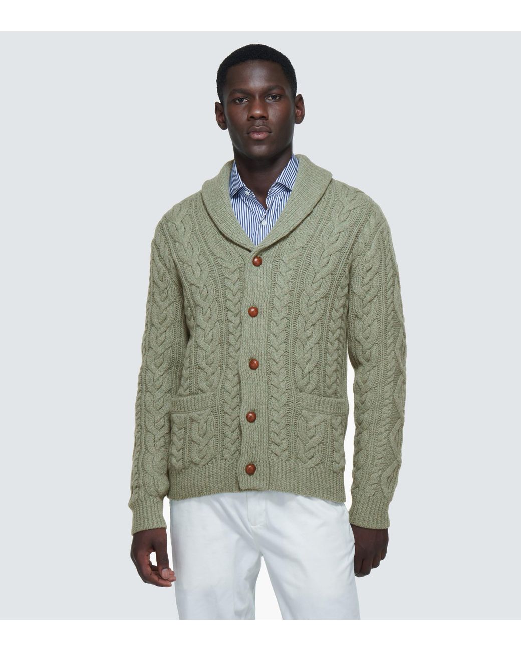 Polo Ralph Lauren Cable knit Wool And Cashmere Cardigan in Green for Men Lyst Canada