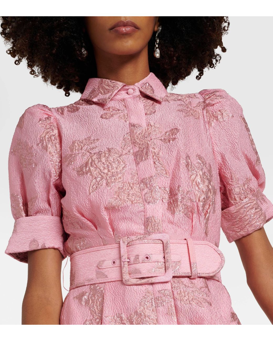 Rebecca Vallance Antoinette Jacquard-Pattern Puff-Sleeves