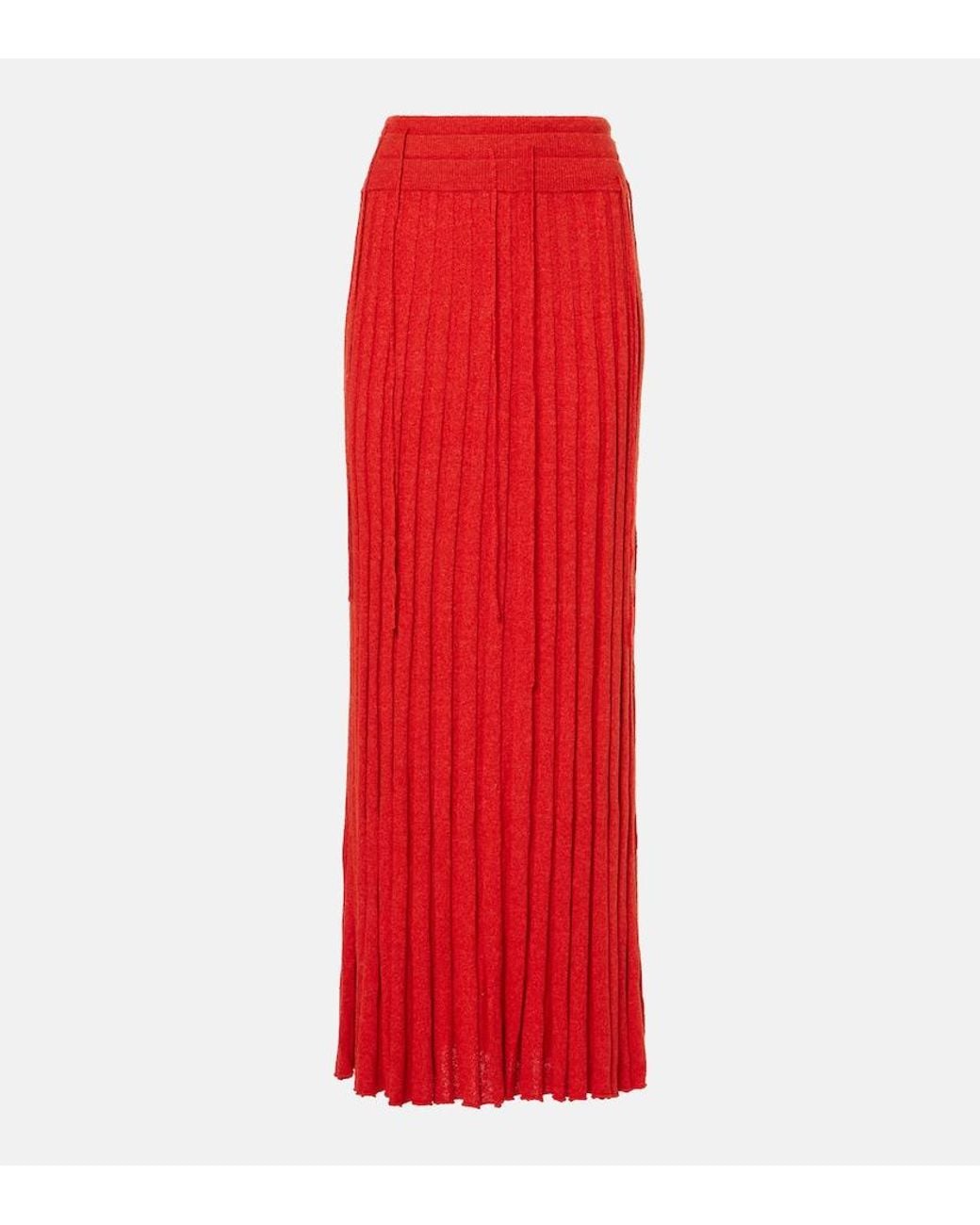 Christopher Esber Red Linen And Silk-Blend Maxi Skirt