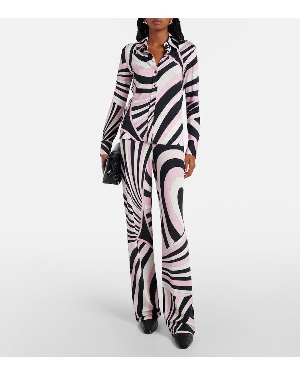Emilio Pucci White Iride Jersey Satin Straight Pants